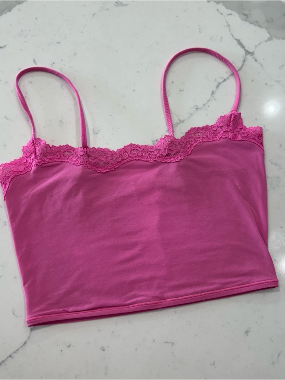 SKIMS Pink Lace Trim Camisole Top S